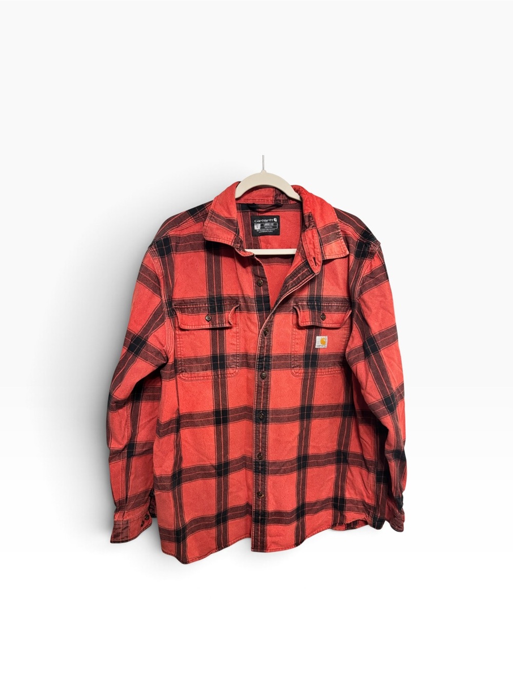 Carhartt Red and Black Plaid Button-Down Work Shirt